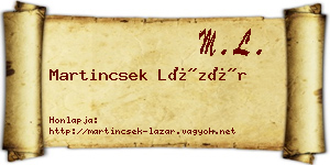 Martincsek Lázár névjegykártya